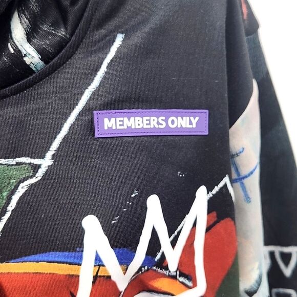 Jean-Michel Basquiat + Members Only Graphic Print Pullover Hoodie Sweatshirt L - Picture 2 of 11